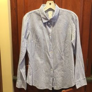 J crew women’s shirt.  Blue gingham check size S